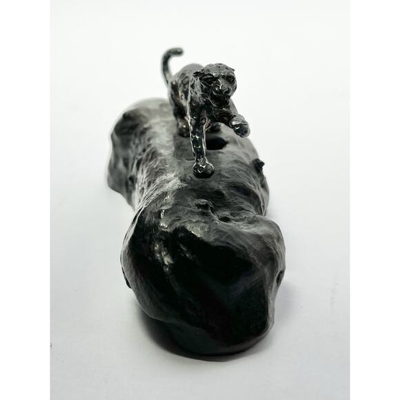 Patrick Mavros Medium Sterling Silver Leopard on Blackwood Base, Signed 3 5/8” - Picture 5 of 8